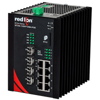 Red Lion Industrial PoE+ Switch, NT24k-12SFP-DM4-POE