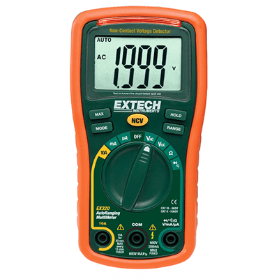 Extech 8 Function Mini MultiMeter + Non-Contact Voltage Detector, EX320