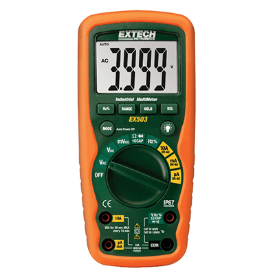 Extech 10 Function Heavy Duty Industrial MultiMeter, EX503