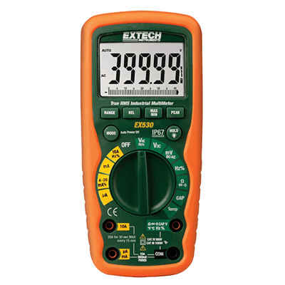 Extech 11 Function Heavy Duty True RMS Industrial MultiMeter, EX530