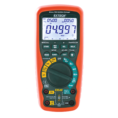 Extech 12 Function Wireless True RMS Industrial MultiMeter/Datalogger, EX542