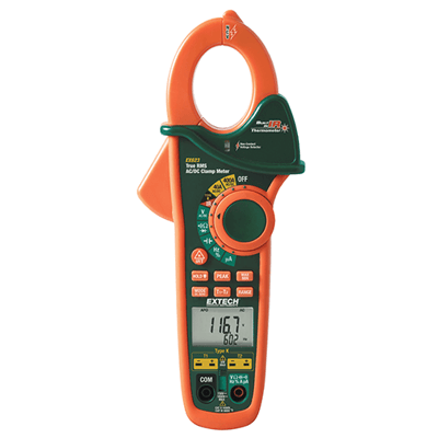 Extech 400A Dual Input AC/DC Clamp Meter + NCV + IR Thermometer, EX623