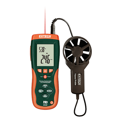 Extech CFM/CMM Thermo-Anemometer with built-in InfraRed Thermometer, HD300