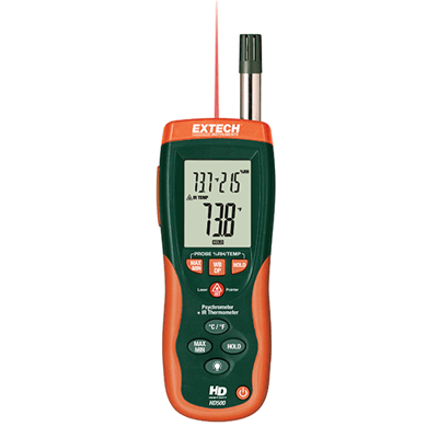 Extech Psychrometer with InfraRed Thermometer, HD500