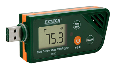 Extech USB Dual Temperature Datalogger, TH30